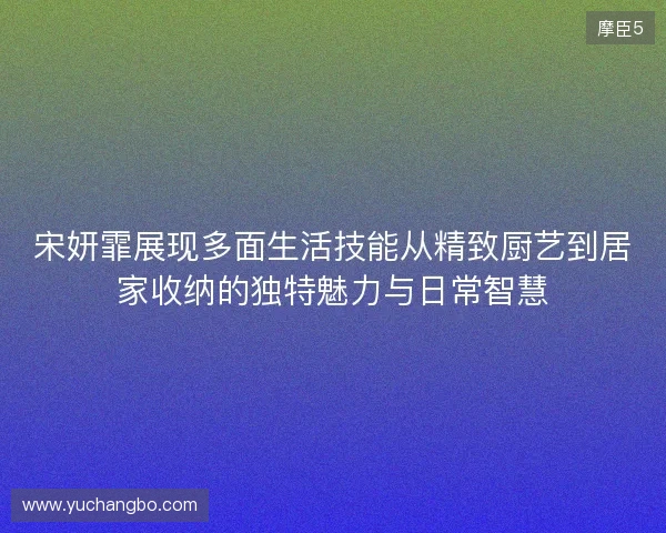 宋妍霏展现多面生活技能从精致厨艺到居家收纳的独特魅力与日常智慧